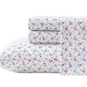 Laura Ashley Super Soft 100% Percale Cotton Aylesmore Ditsy Red Full Sheet Set